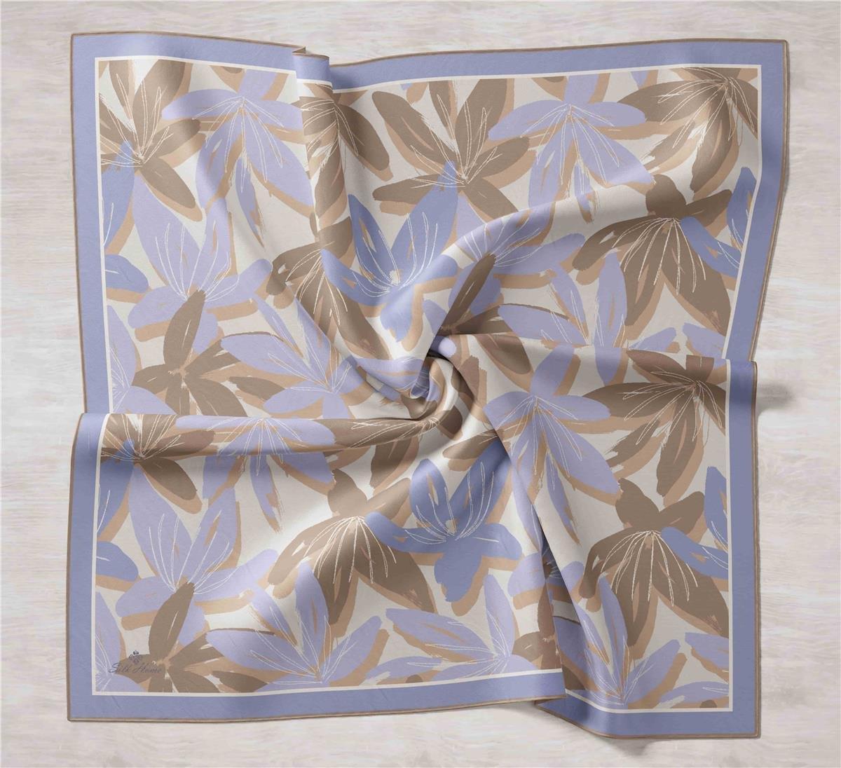 Silk Home Tivil İpek Eşarp 11439-17 Bej Karışık Desen