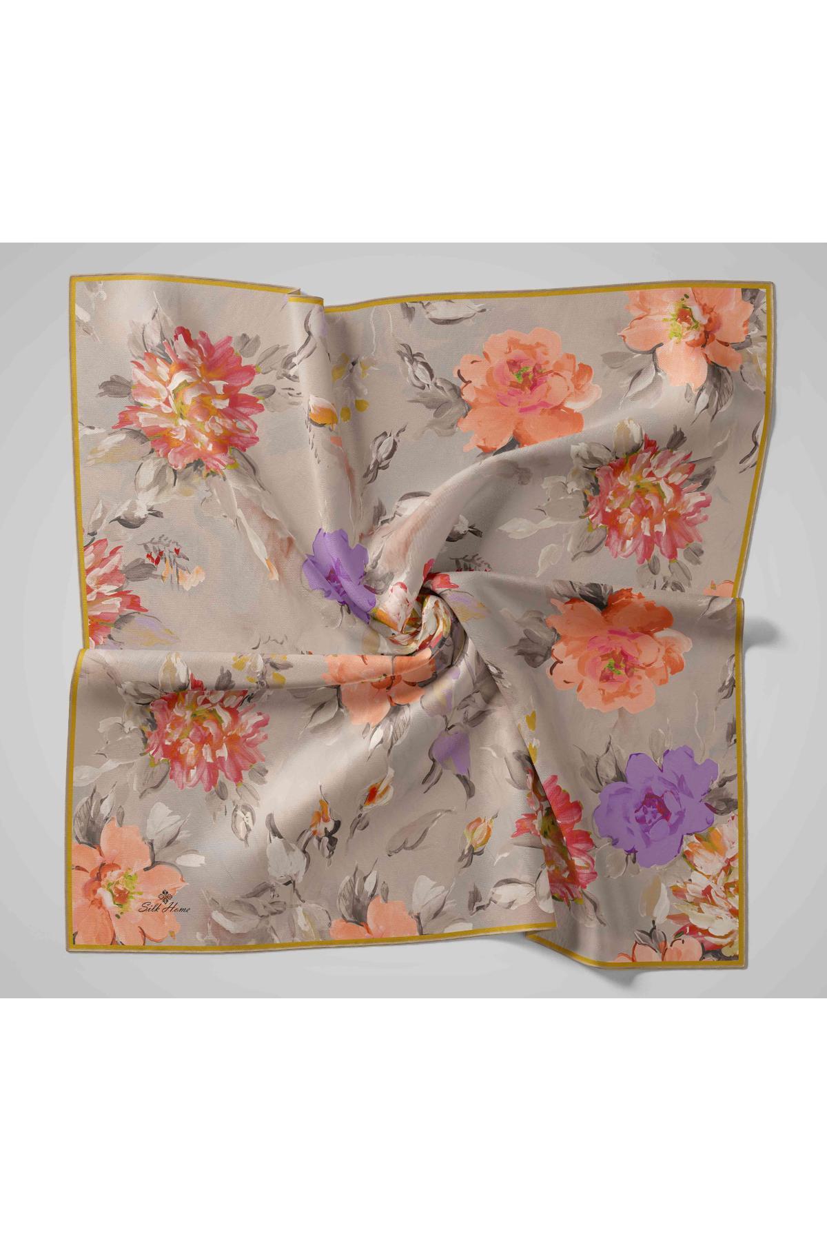 Silk Home Tivil İpek Eşarp 11467-35 Vizon Karışık Desen