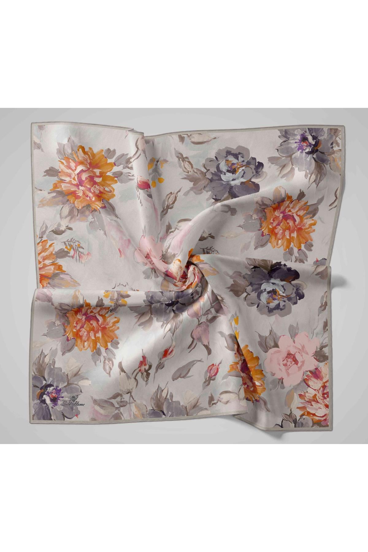 Silk Home Tivil İpek Eşarp 11467-37 Gümüş Karışık Desen