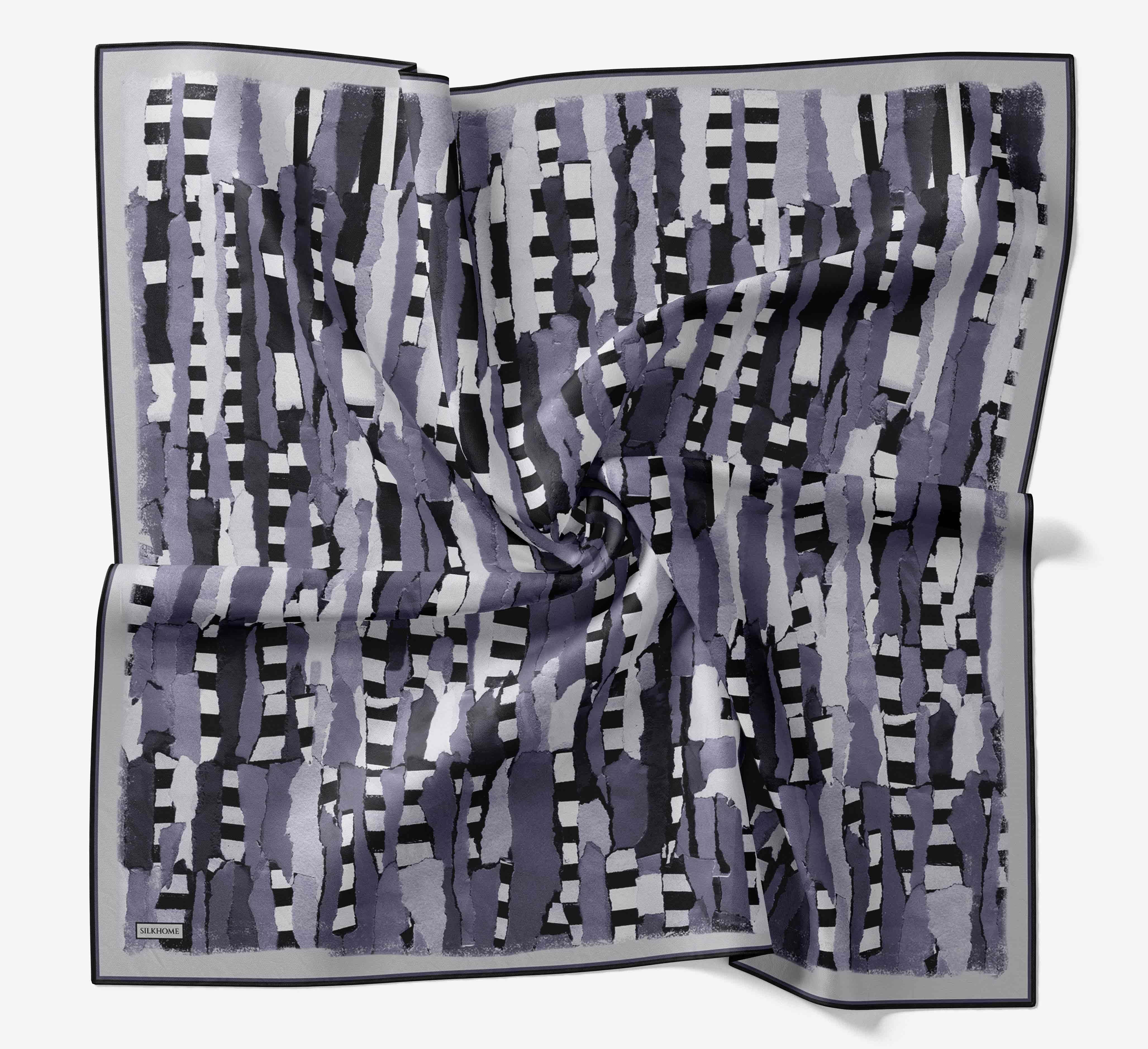 Silk Home Tivil İpek Eşarp 11525 - 02 Gri Geometrik Desen 
