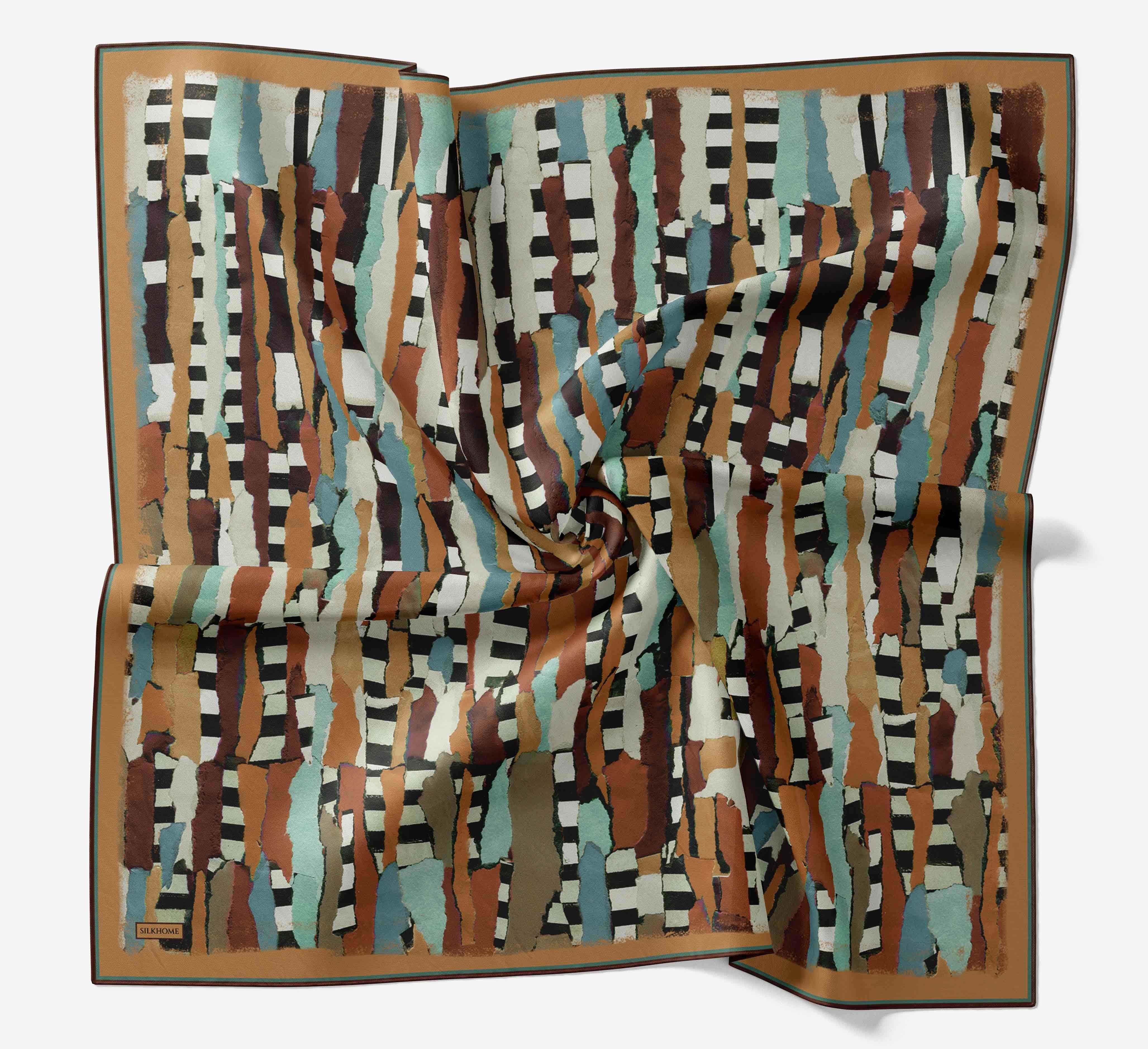 Silk Home Tivil İpek Eşarp 11525 - 04 Taba Geometrik Desen 