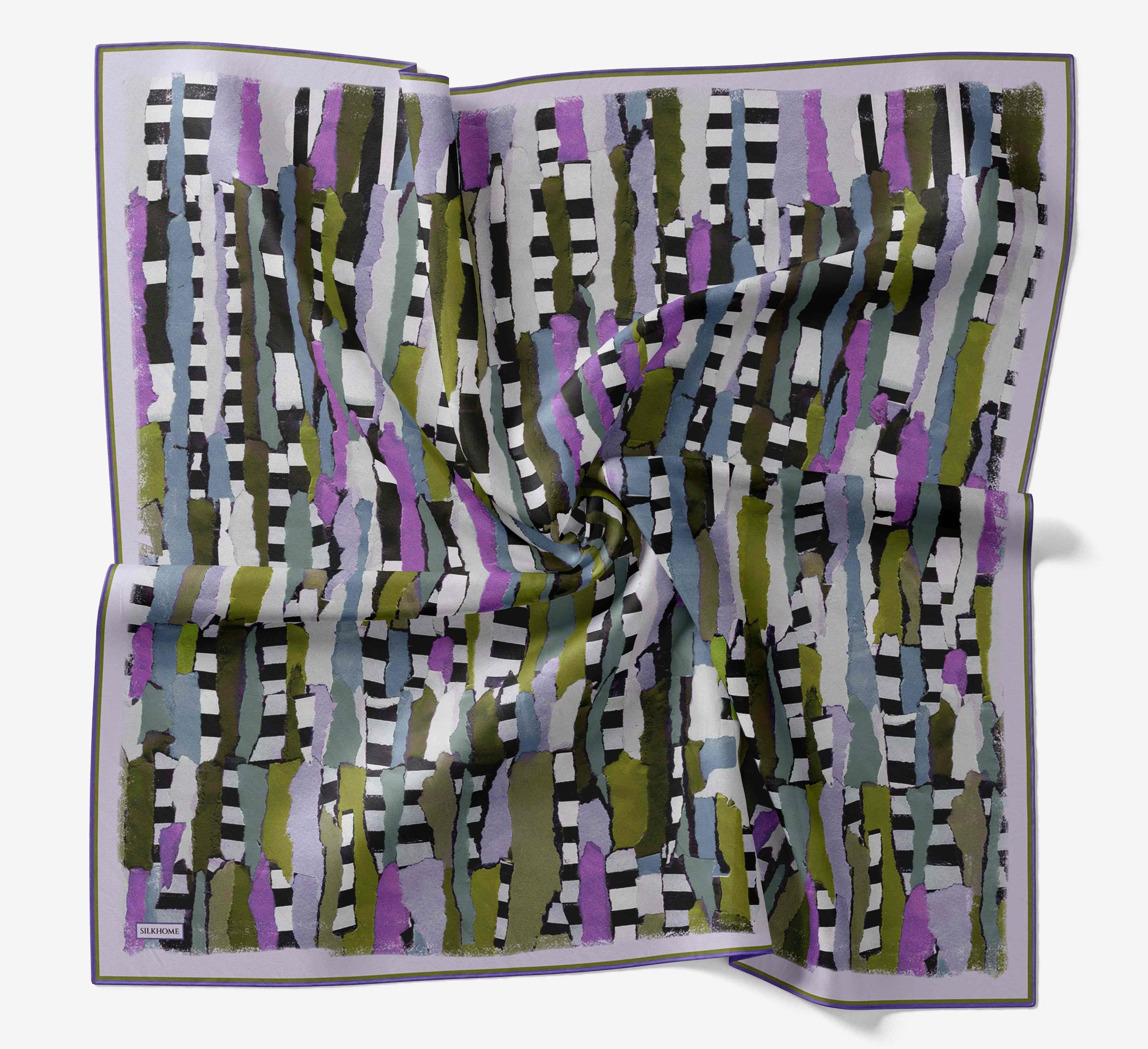 Silk Home Tivil İpek Eşarp 11525 - 08 Mor Geometrik Desen 