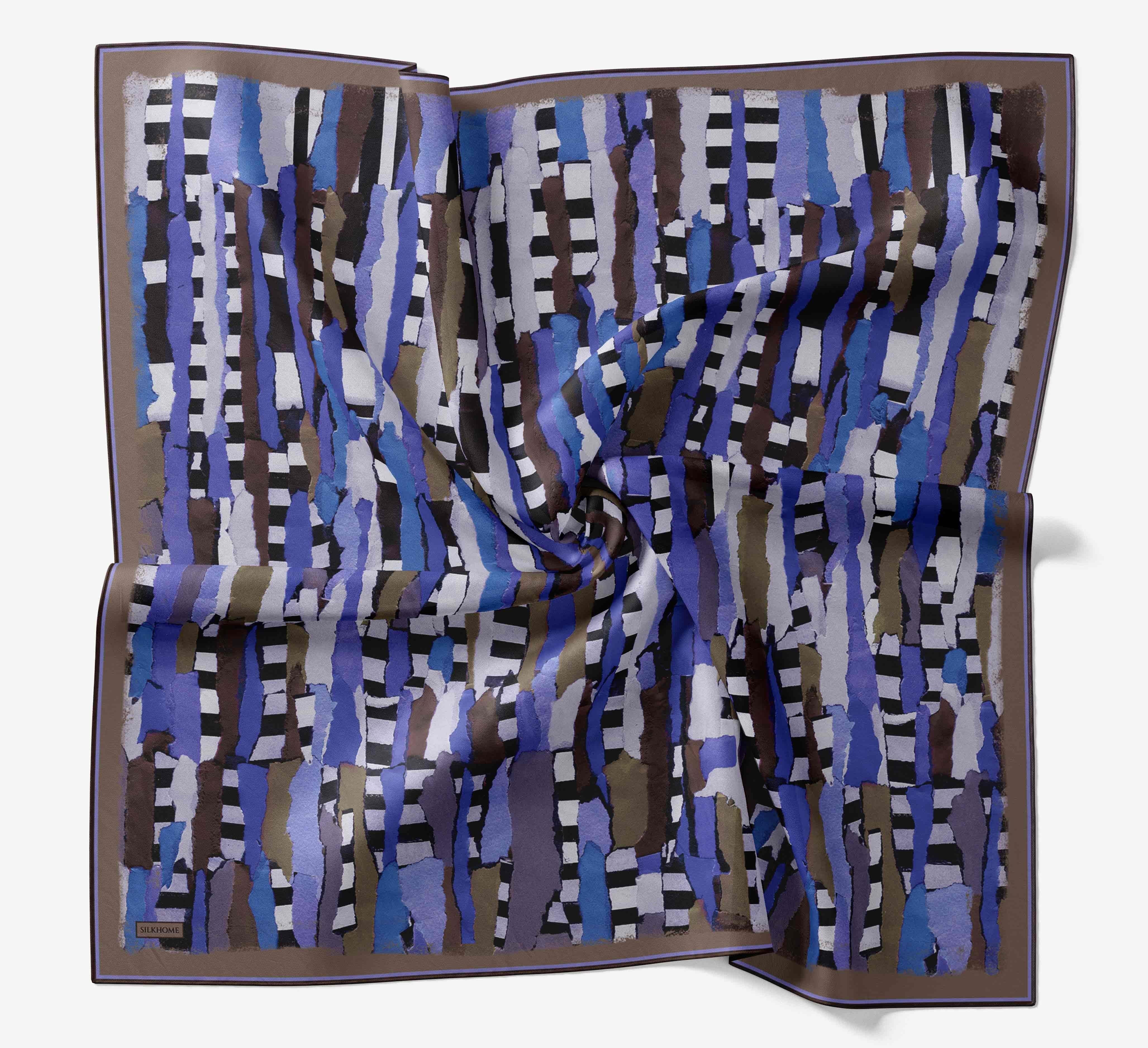 Silk Home Tivil İpek Eşarp 11525 - 12 Haki Geometrik Desen 