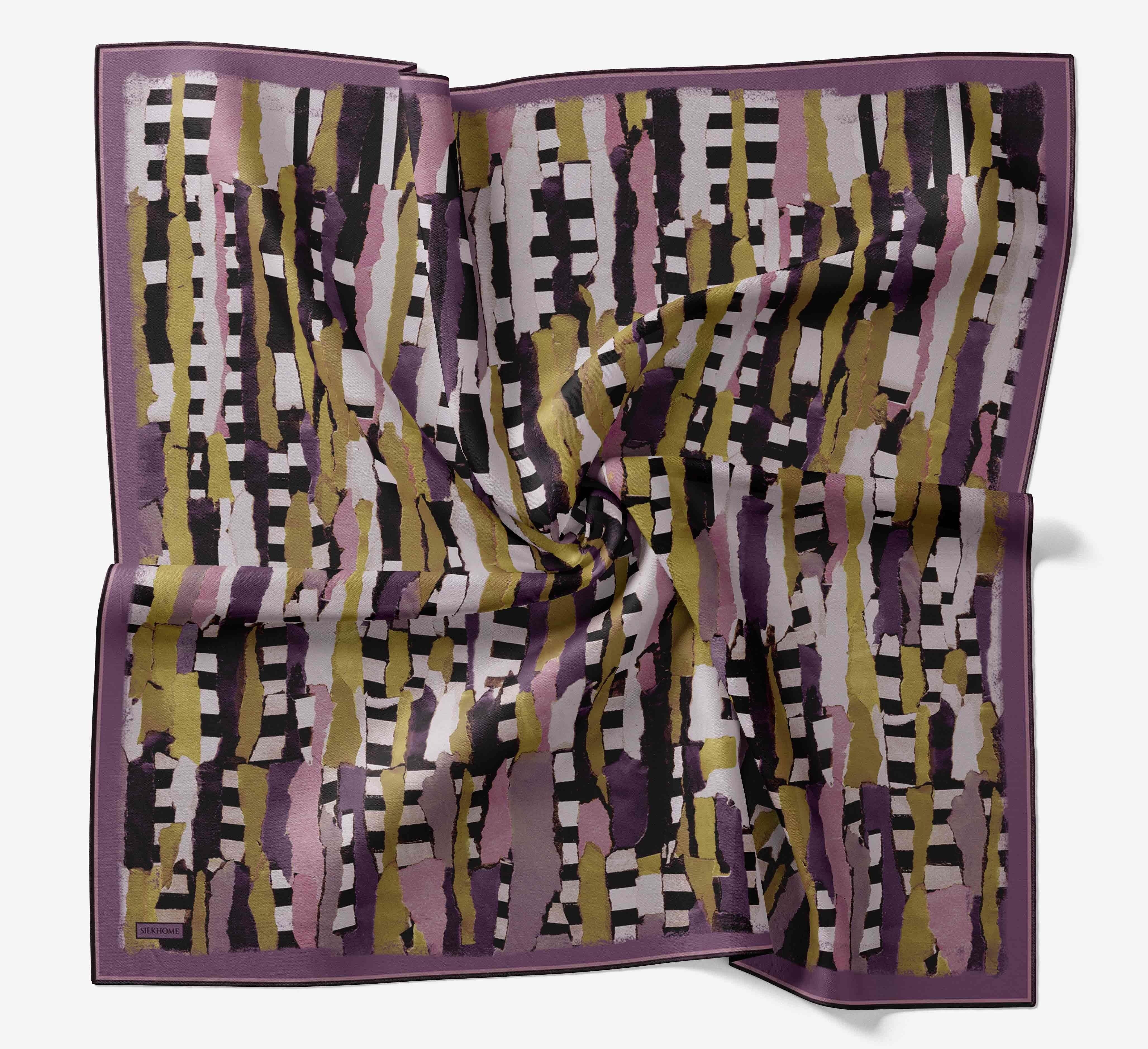 Silk Home Tivil İpek Eşarp 11525 - 13 Erguvan Geometrik Desen 