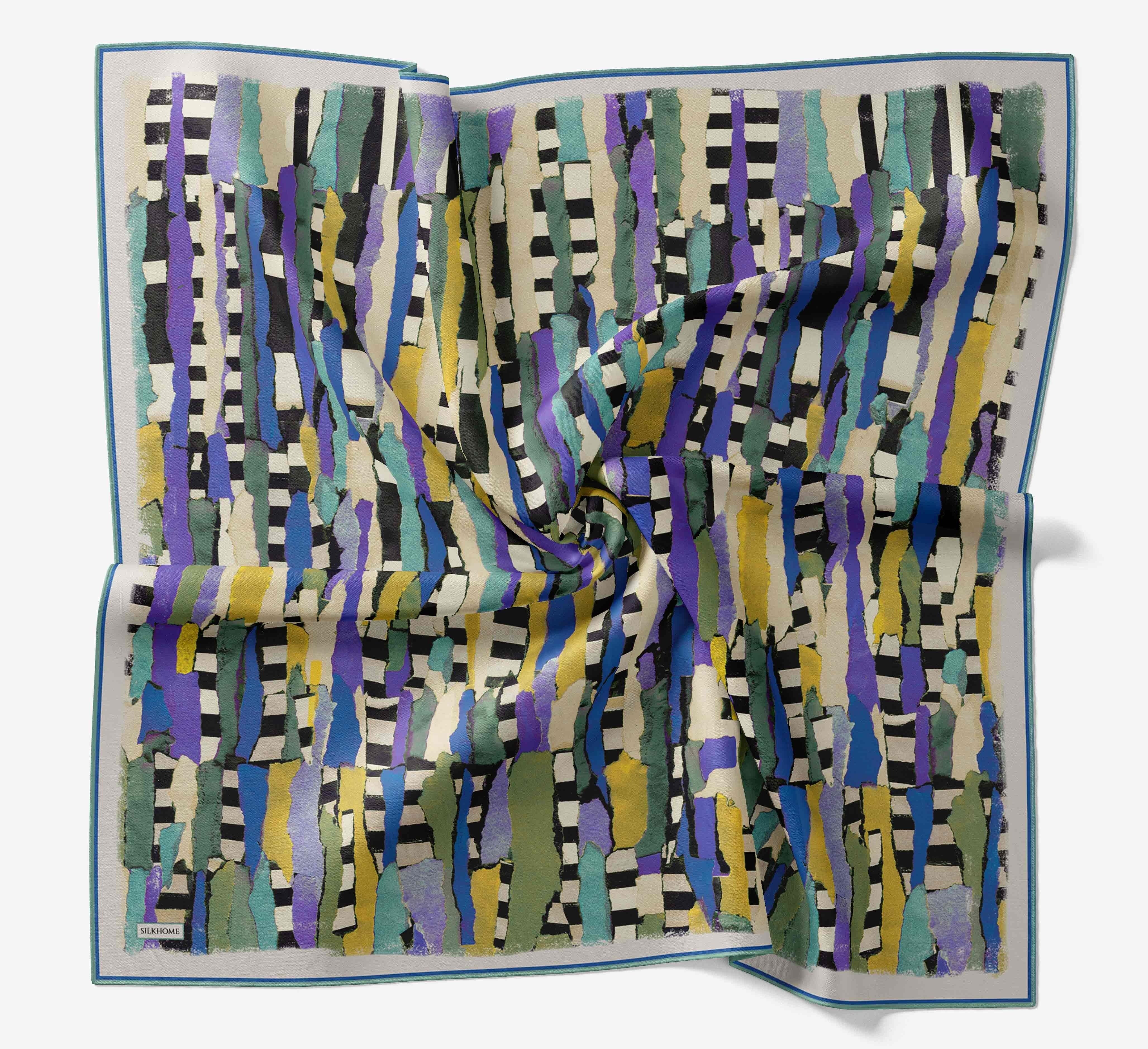 Silk Home Tivil İpek Eşarp 11525 - 15 Saks Mavisi Geometrik Desen 
