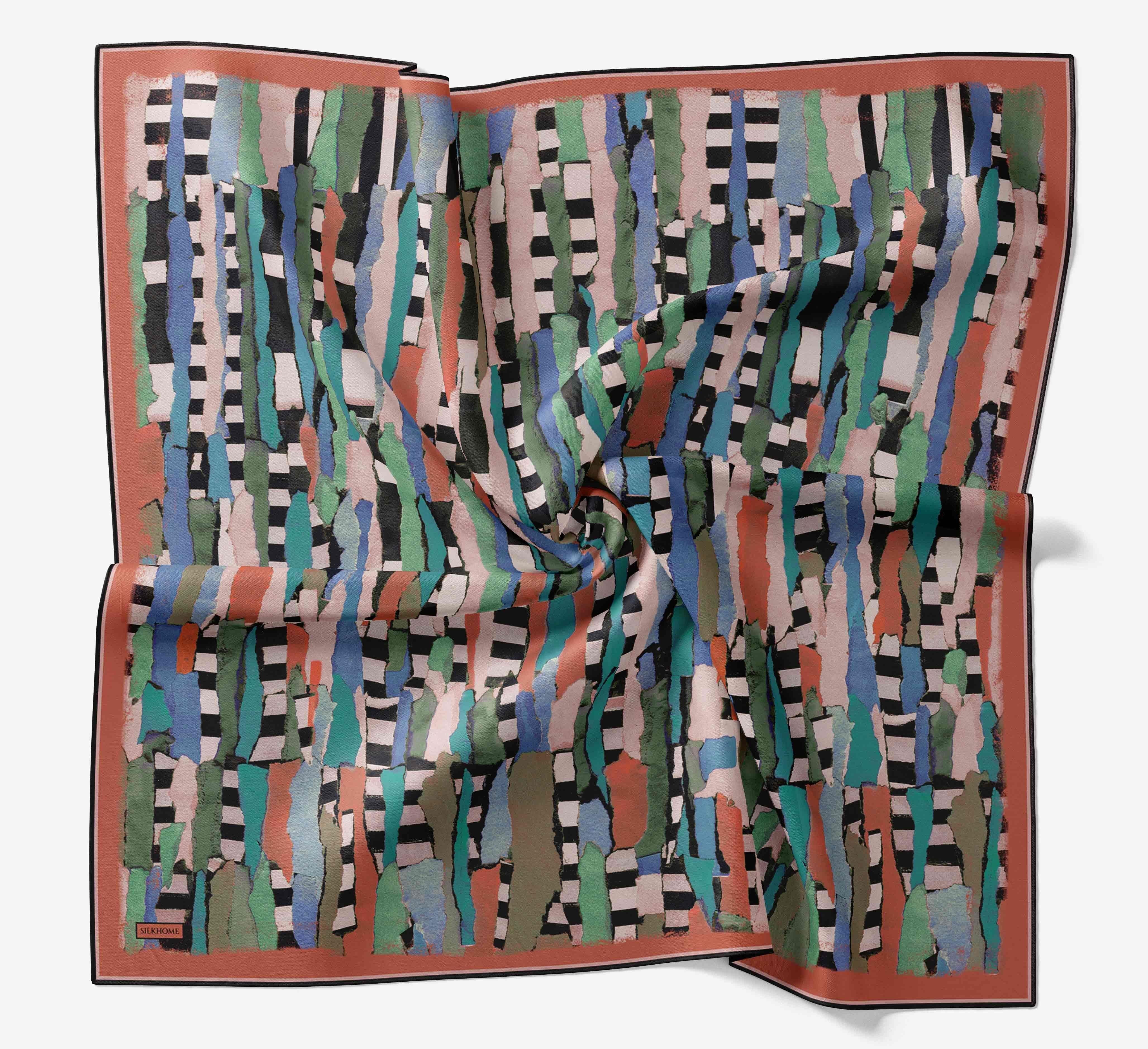 Silk Home Tivil İpek Eşarp 11525 - 16 Turuncu Geometrik Desen 