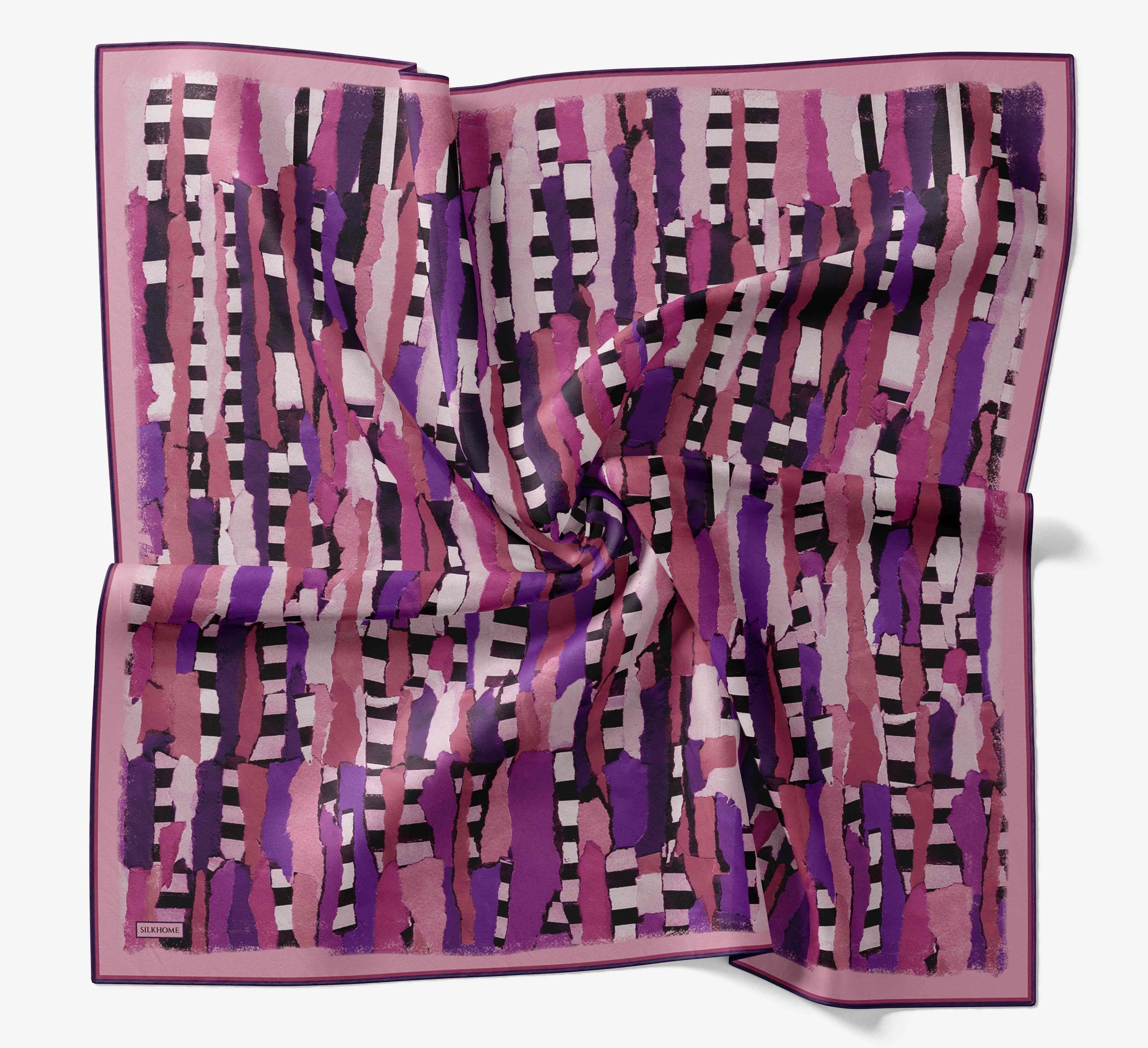 Silk Home Tivil İpek Eşarp 11525 - 25 Pembe Geometrik Desen 