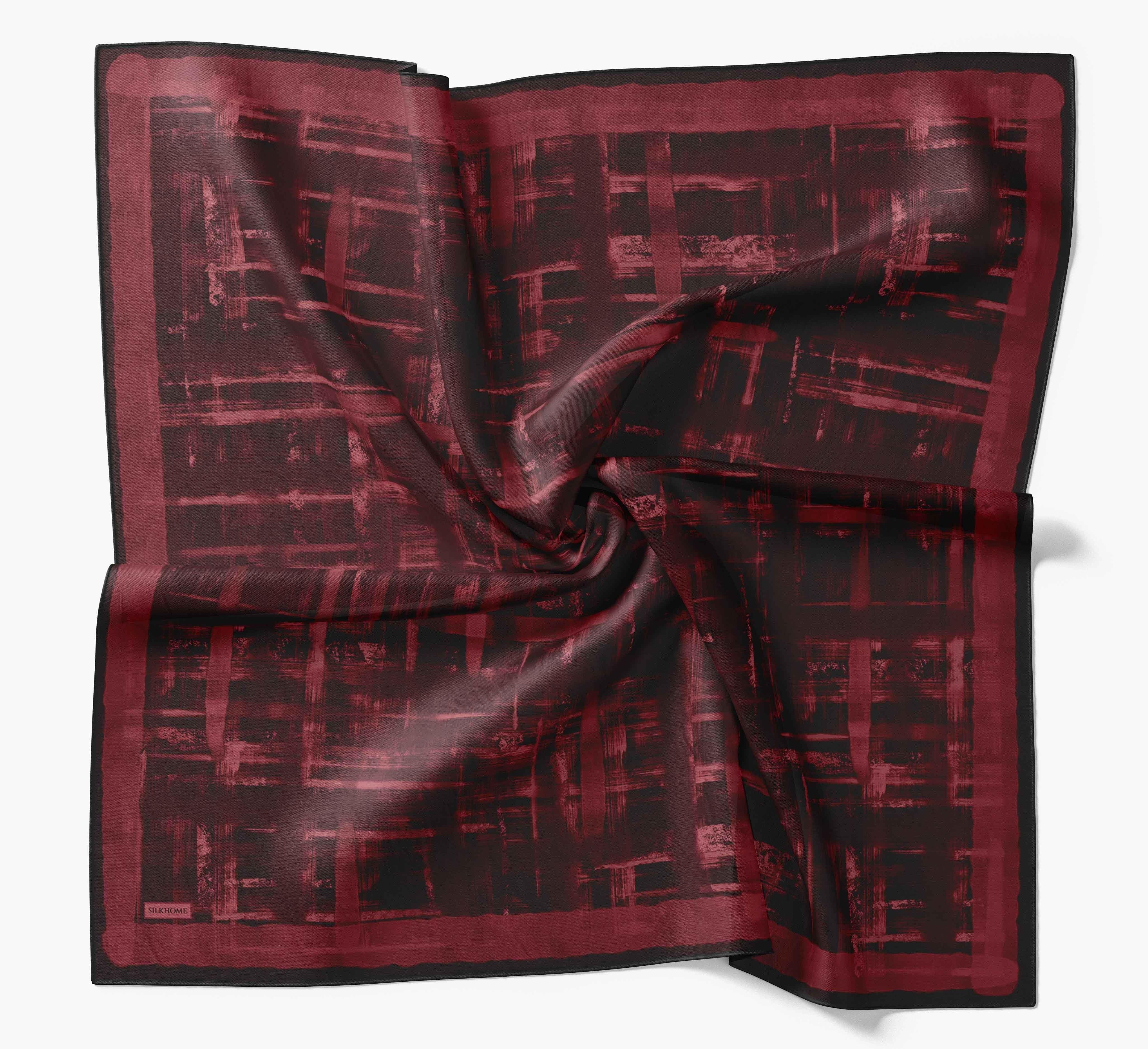 Silk Home Tivil İpek Eşarp 11527 - 19 Bordo Batik Desen 