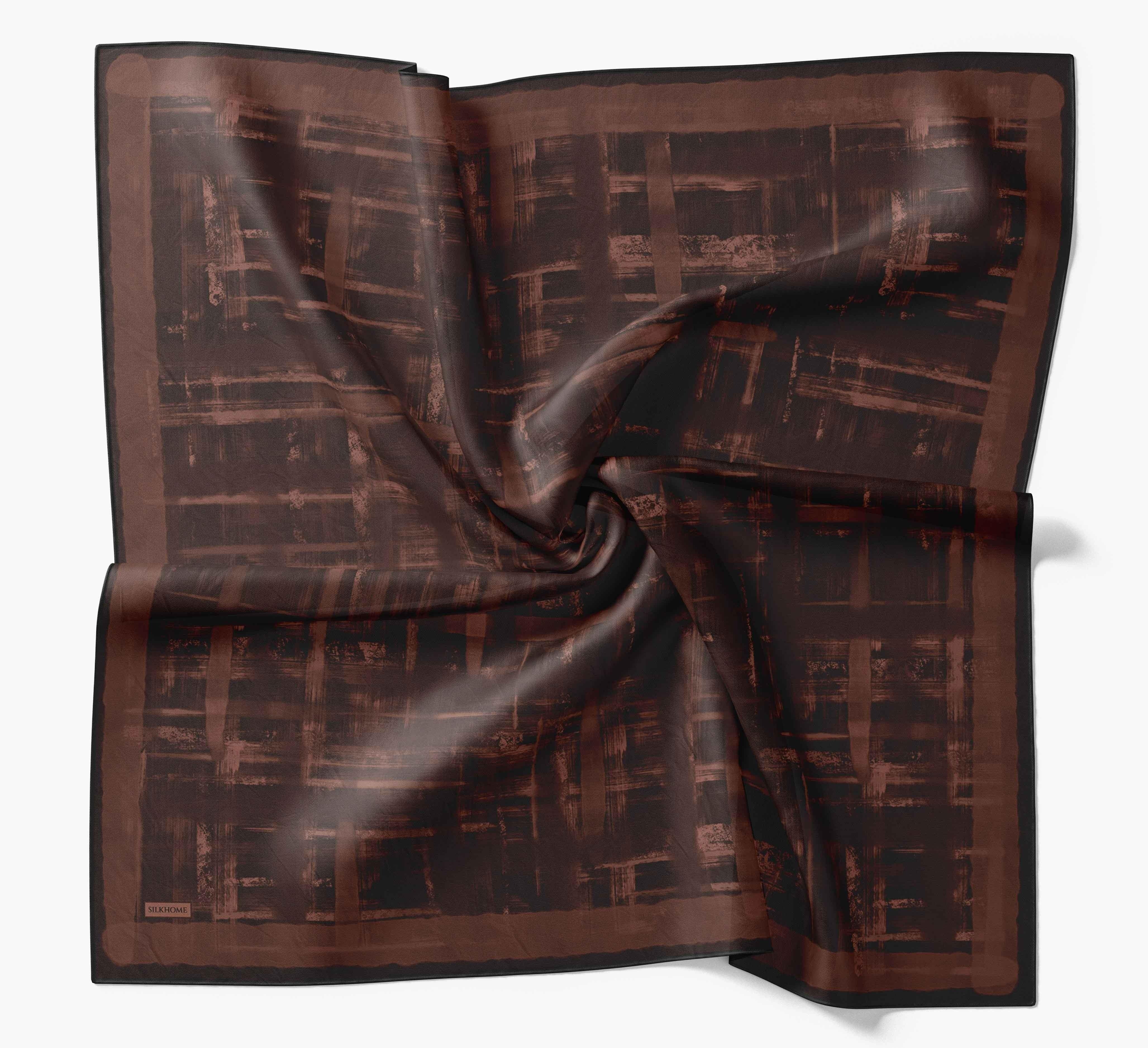 Silk Home Tivil İpek Eşarp 11527 - 20 Acı Kahve Batik Desen 