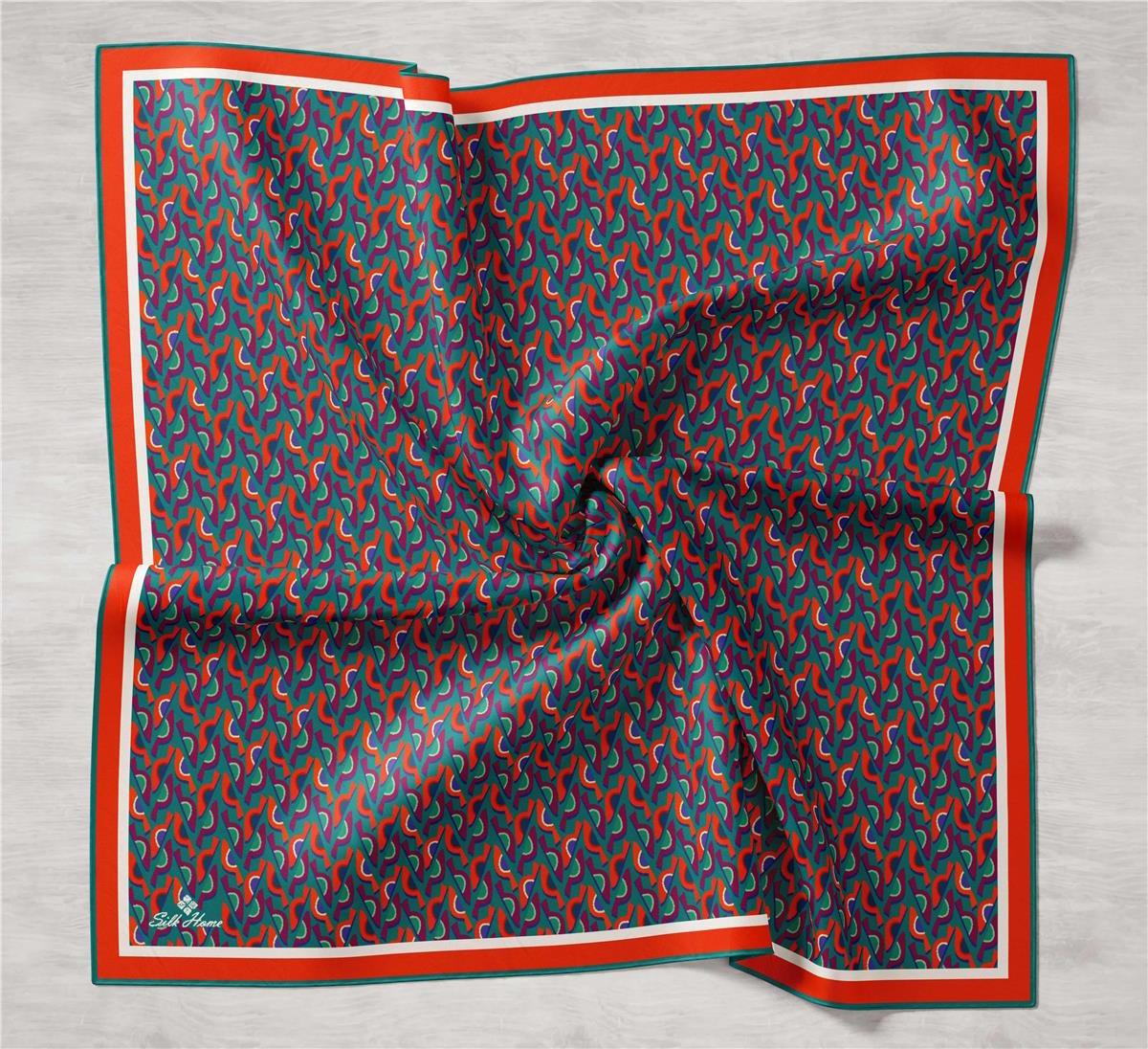 Silk Home Tivil İpek Eşarp IST 11413 - 38 Kırmızı Geometrik Desen 