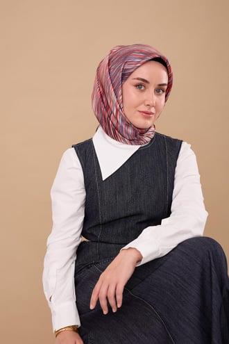 Silk Home Tivil İpek Eşarp IST 11484 - 44 Bordo Çizgili Desen