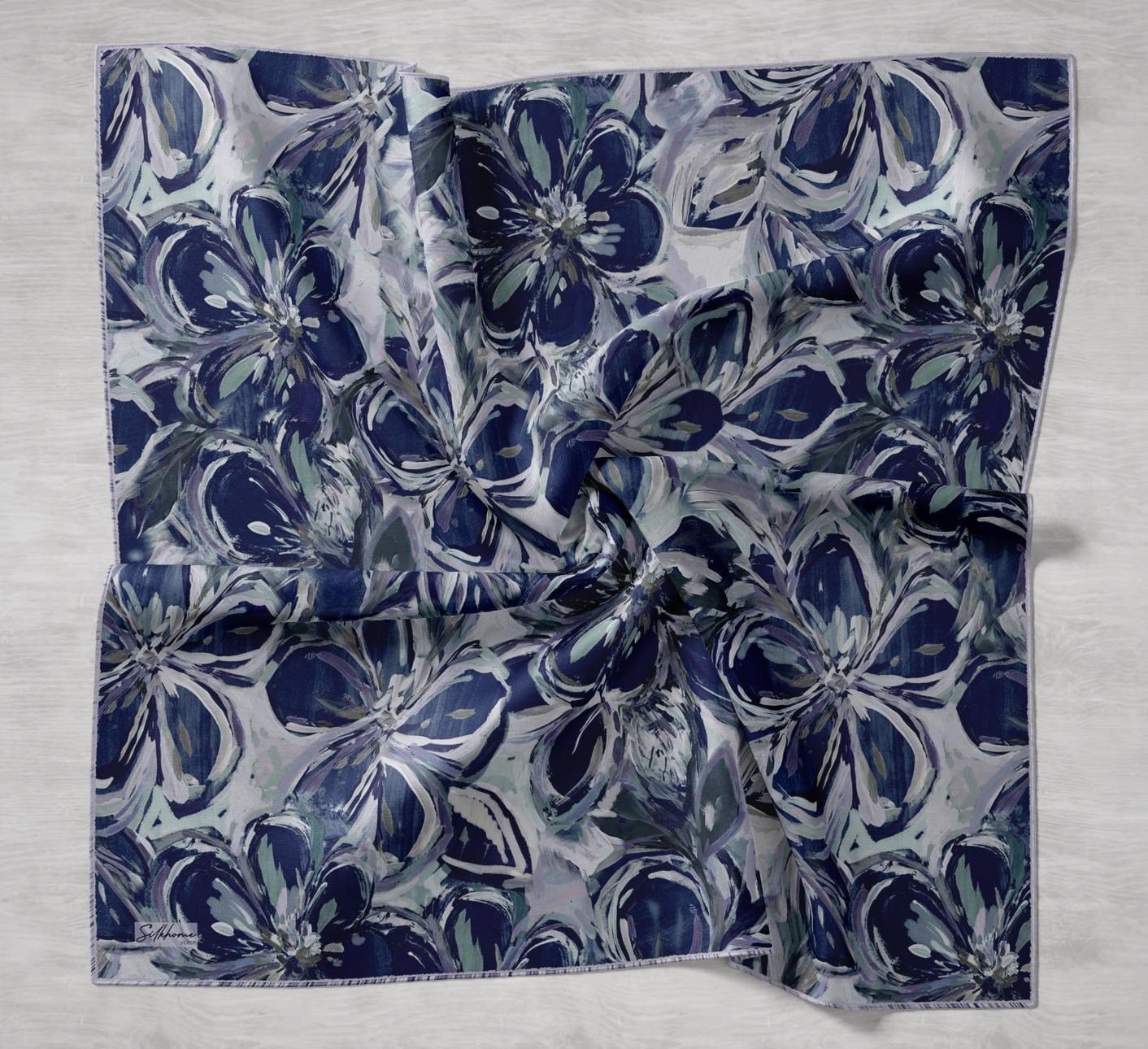Silk Home Tivil İpek Eşarp IST 11501- 14 Morcivert Çiçek Desen