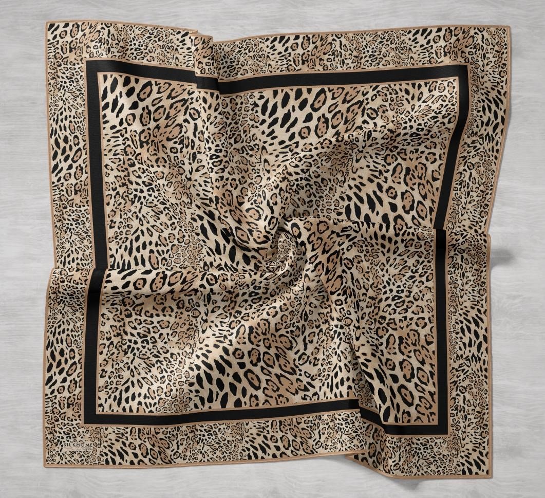Silk Home Tivil İpek Eşarp IST 11506- 02 Sarı-Siyah Leopar Desen
