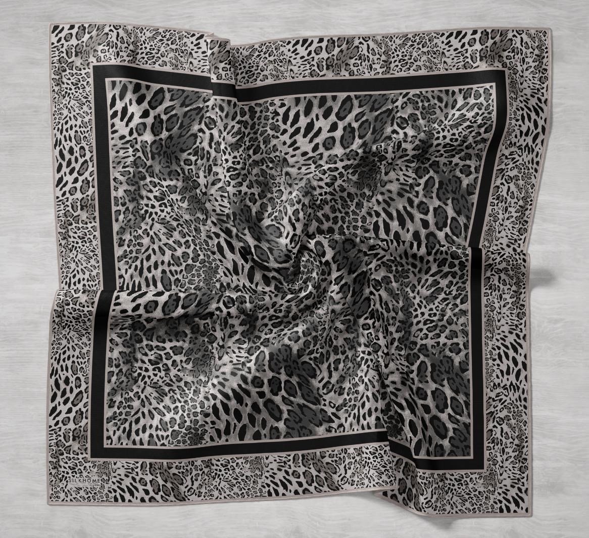 Silk Home Tivil İpek Eşarp IST 11506- 05 Siyah-Yeşil Leopar Desen