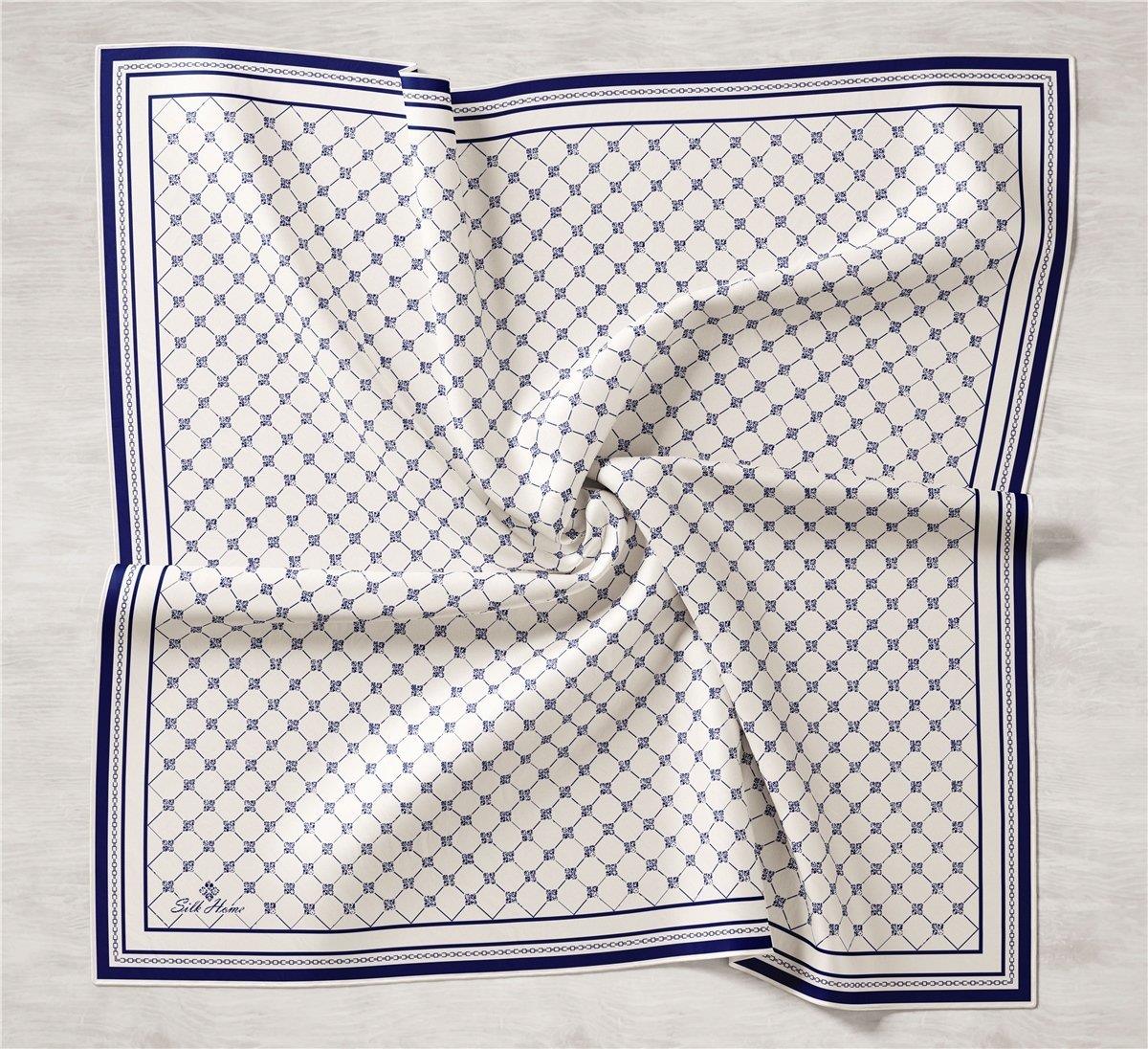 Silk Home Tivil İpek Eşarp IST11393-23 Krem, Lacivert