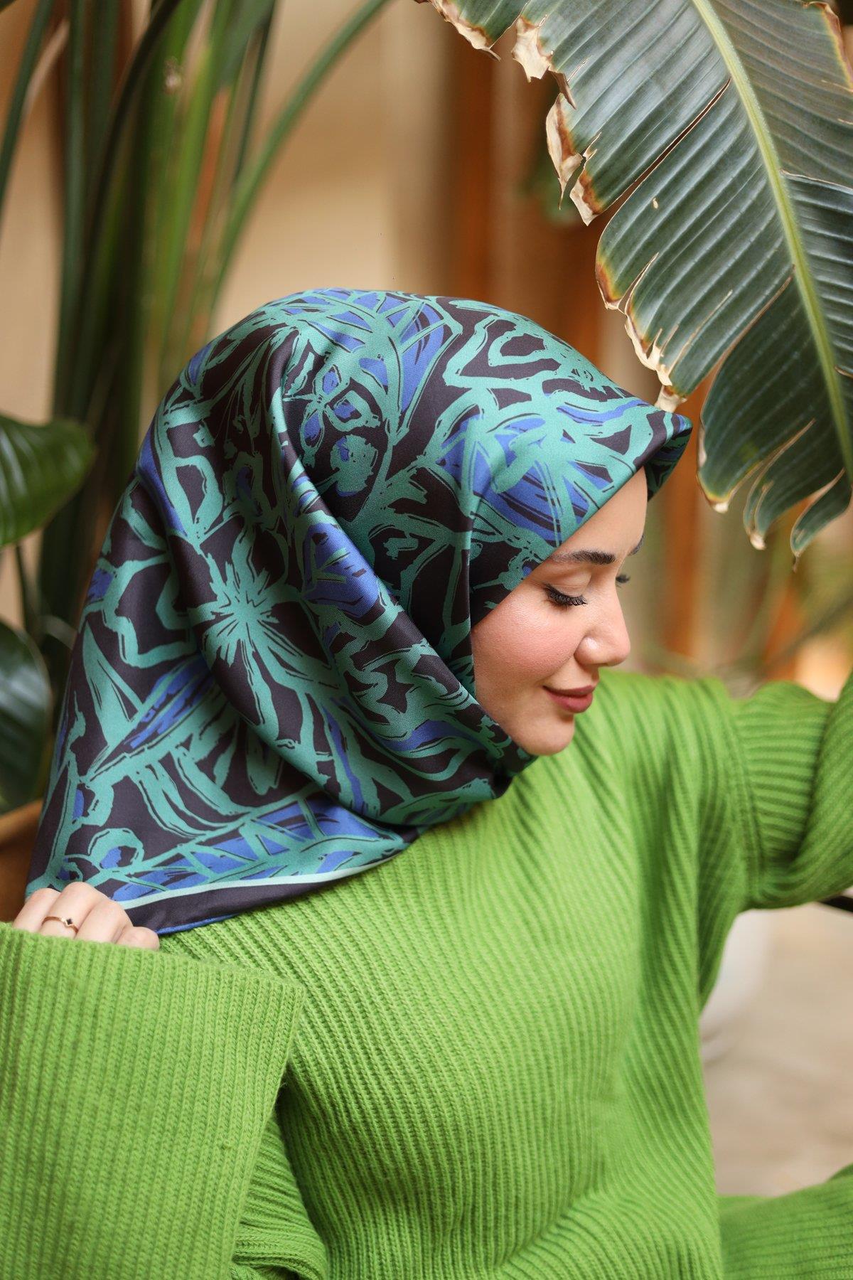 Silk Home Tivil İpek Eşarp IST11419-27 Antrasit, Yeşil, Mavi