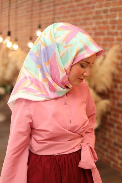 Silk Home Tivil İpek Eşarp IST11439-14 Lila Karışık Desen
