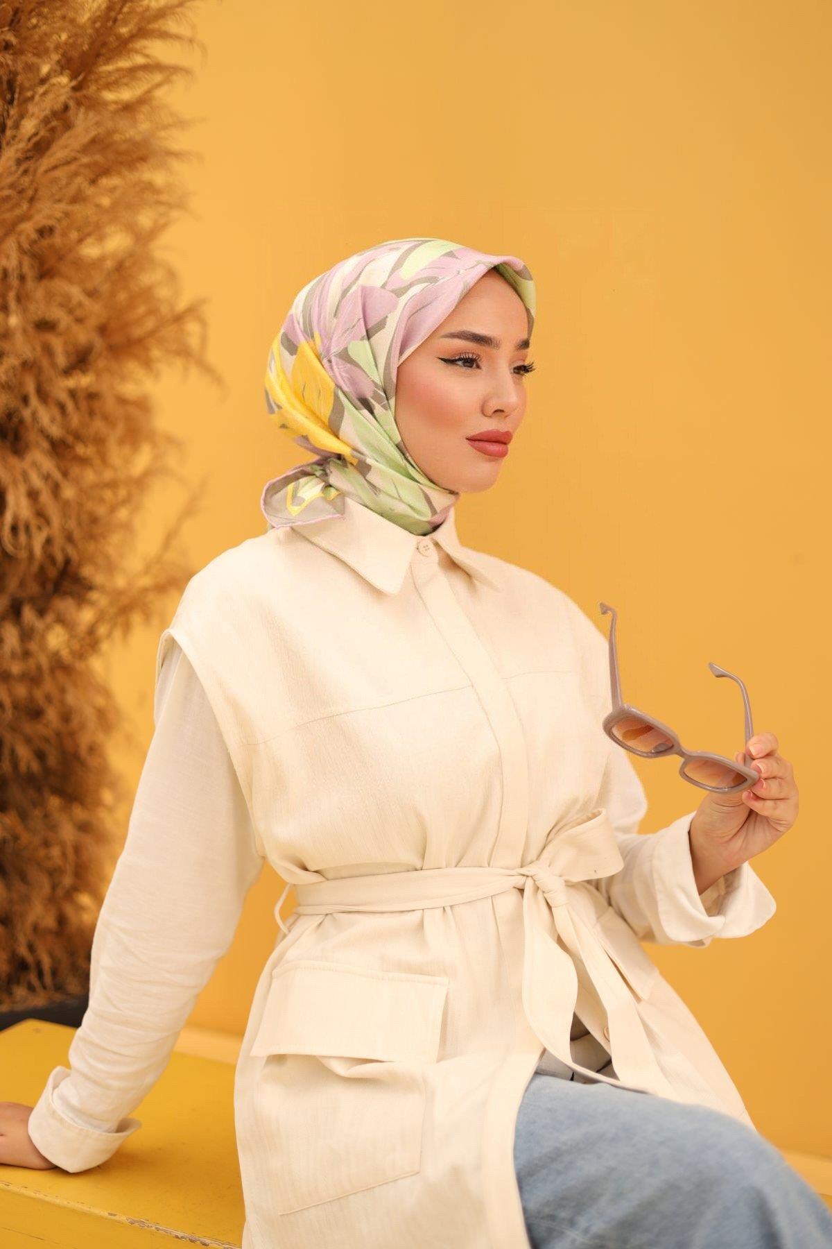 Silk Home Tivil İpek Eşarp IST11439-42 Vizon, Su Yeşili, Leylak