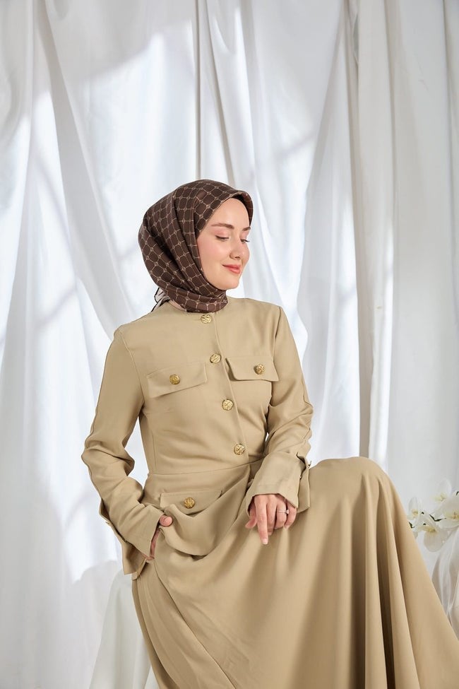 Silk Home Tivil İpek Eşarp Monogram Kahverengi