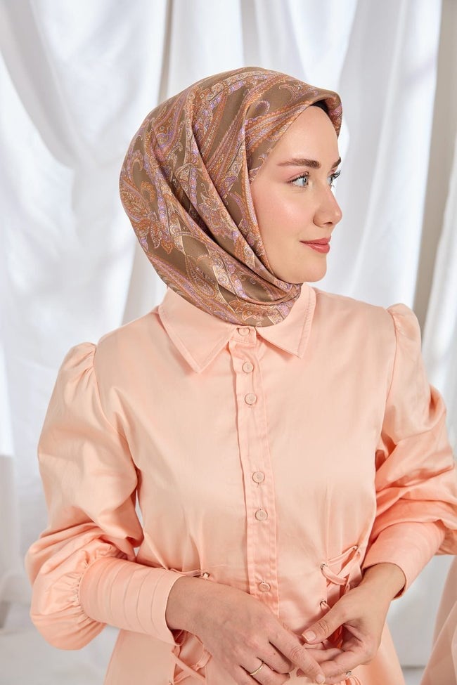 Silk Home Tivil İpek Eşarp Ottoman Paisley Yeşil Kahve