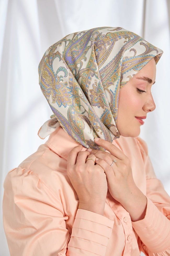 Silk Home Tivil İpek Eşarp Ottoman Paisley Ekru