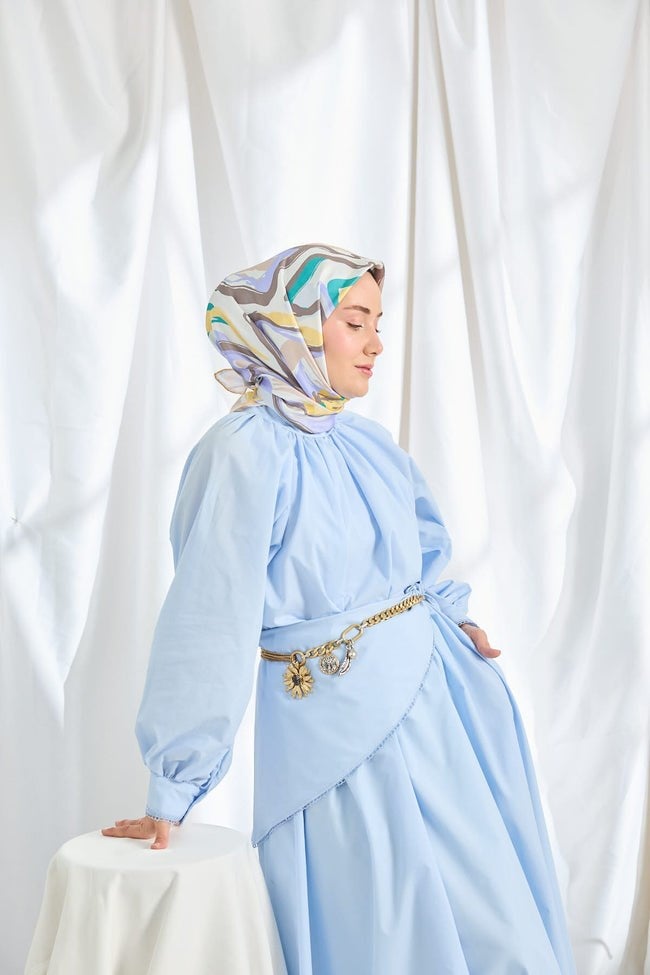 Silk Home Tivil İpek Eşarp Soyut Eflatun
