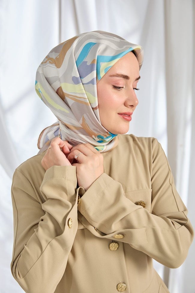 Silk Home Tivil İpek Eşarp Soyut Gri