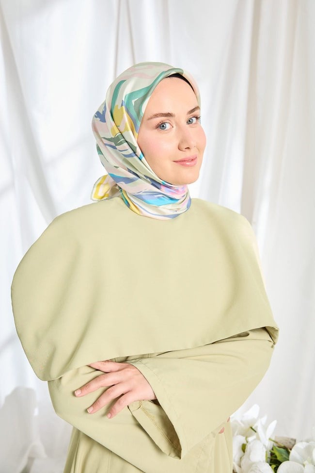 Silk Home Tivil İpek Eşarp Soyut Su Yeşili