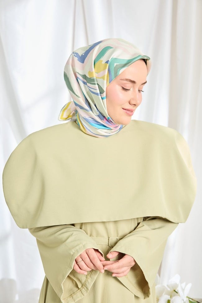 Silk Home Tivil İpek Eşarp Soyut Su Yeşili