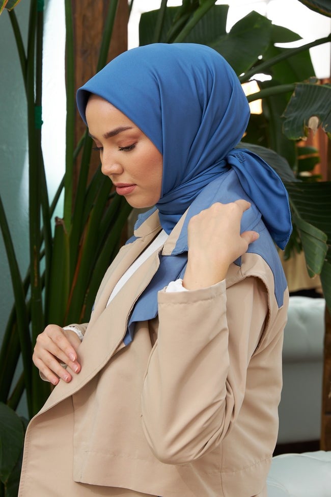 Silk Home Tivil Polyester Eşarp IST 11343-16 İndigo Düz Desen