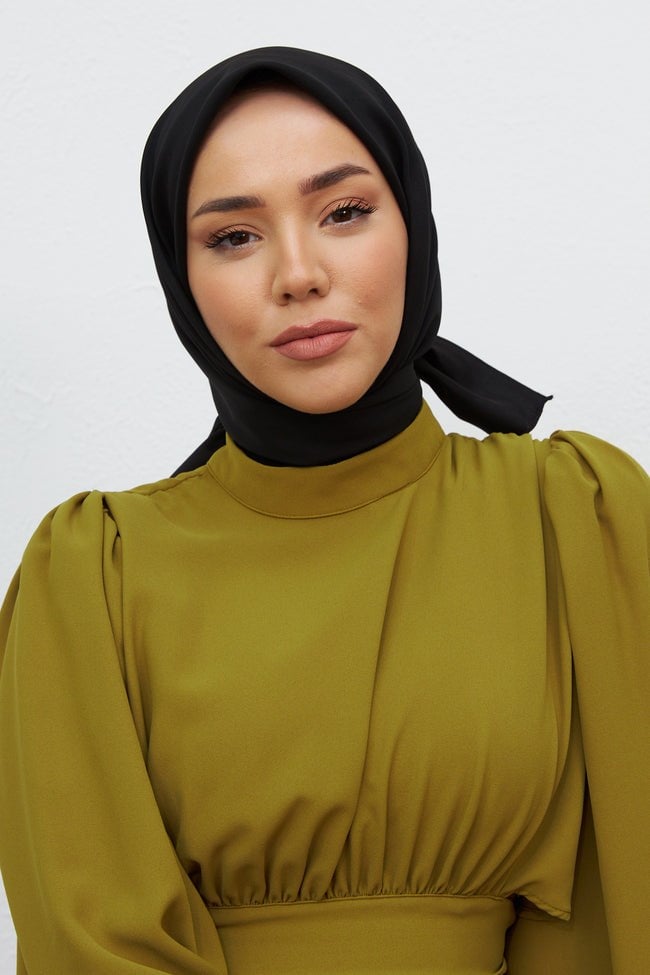 Silk Home Tivil Polyester Eşarp IST 11343-20 Siyah Düz Desen