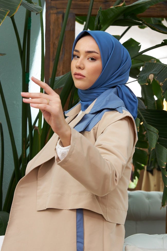 Silk Home Tivil Polyester Eşarp IST 11343-16 İndigo Düz Desen