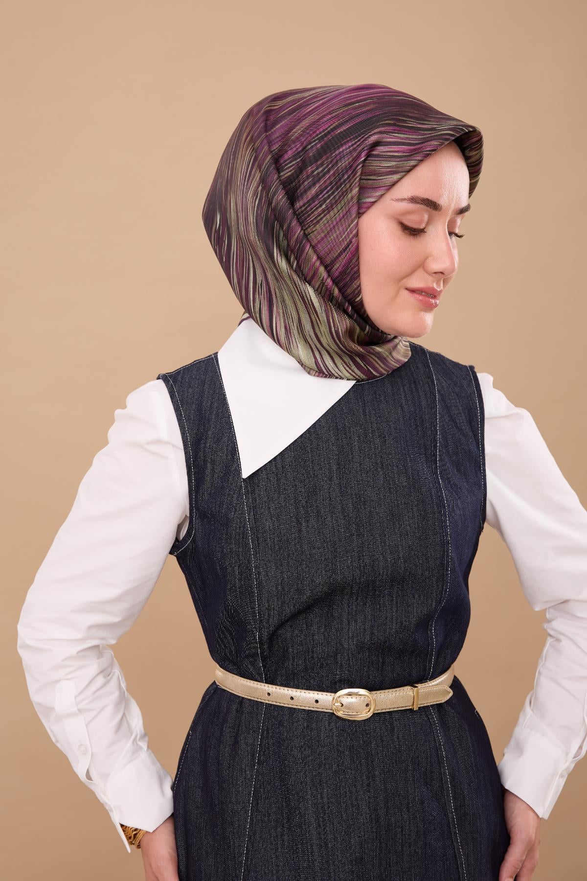 Silk Home Tivil Saf İpek 11484 - 29 Mor Çizgi Desen