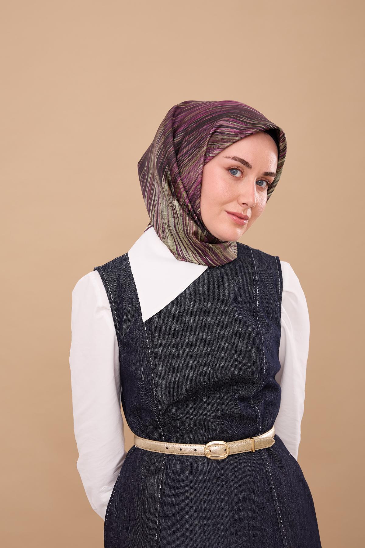 Silk Home Tivil Saf İpek 11484 - 29 Mor Çizgi Desen