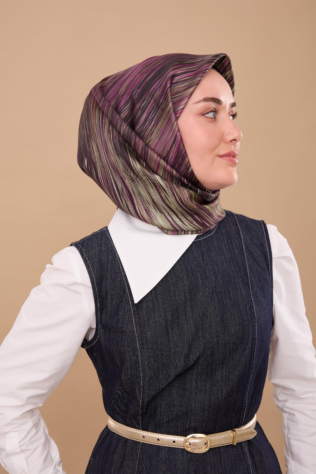 Silk Home Tivil Saf İpek 11484 - 29 Mor Çizgi Desen