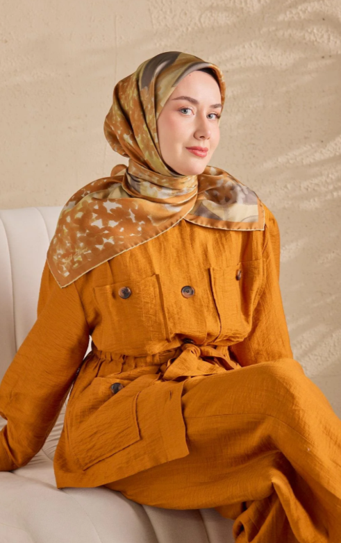 Silk Home Tivil Saf İpek IST 1152-12 Bloom Taba Desen 
