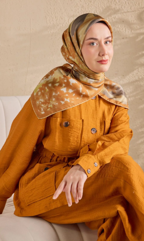 Silk Home Tivil Saf İpek IST 1152-12 Bloom Taba Desen 
