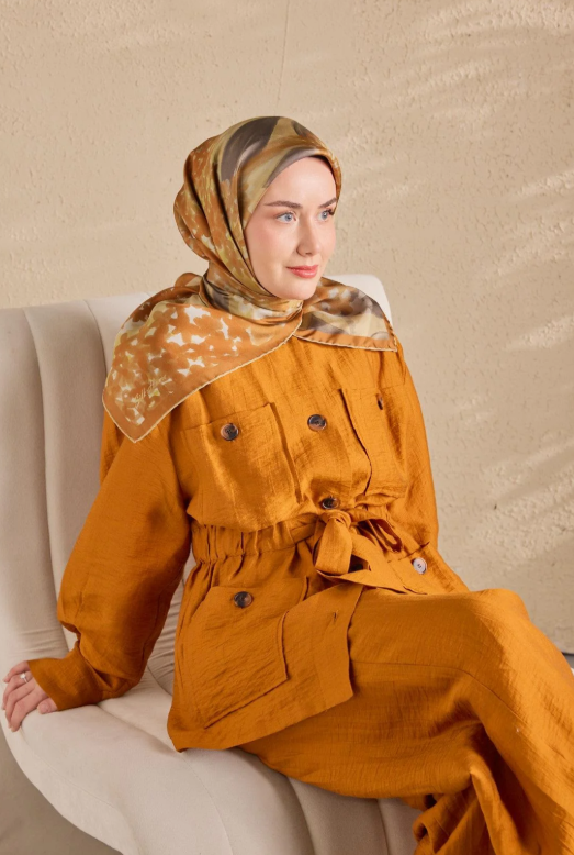 Silk Home Tivil Saf İpek IST 1152-12 Bloom Taba Desen 