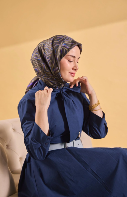 Silk Home Tivil Saf İpek IST 11522 - 06 Koyu Haki Line Desen 