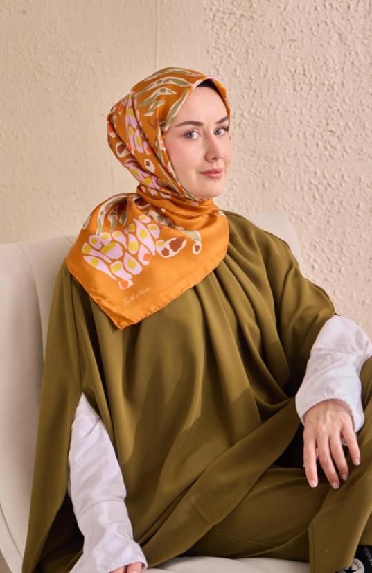 Silk Home Tivil Saf İpek IST 11531 - 04 Koyu Turuncu Mercan Desen 