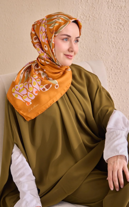 Silk Home Tivil Saf İpek IST 11531 - 04 Koyu Turuncu Mercan Desen 