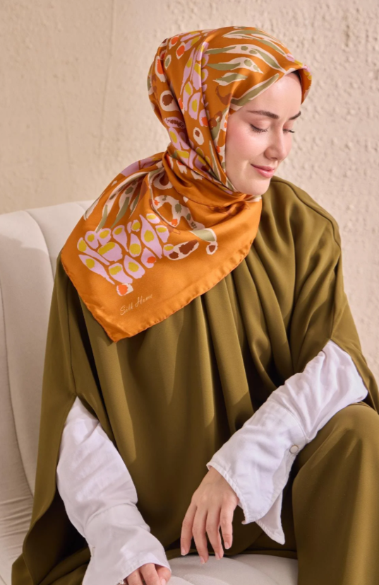 Silk Home Tivil Saf İpek IST 11531 - 04 Koyu Turuncu Mercan Desen 