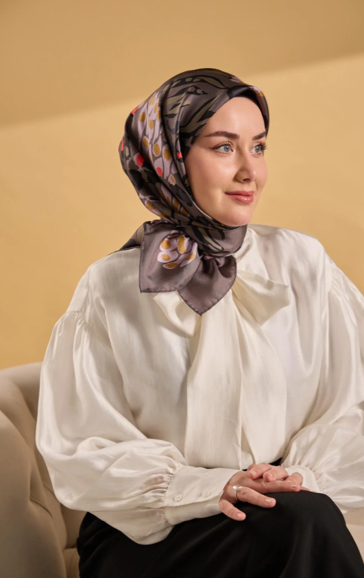 Silk Home Tivil Saf İpek IST 11531 - 14 Gri Mercan Desen 