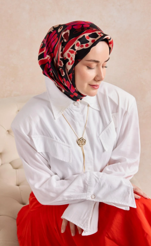 Silk Home Tivil Saf İpek IST 11531 - 17 Kırmızı Mercan Desen 