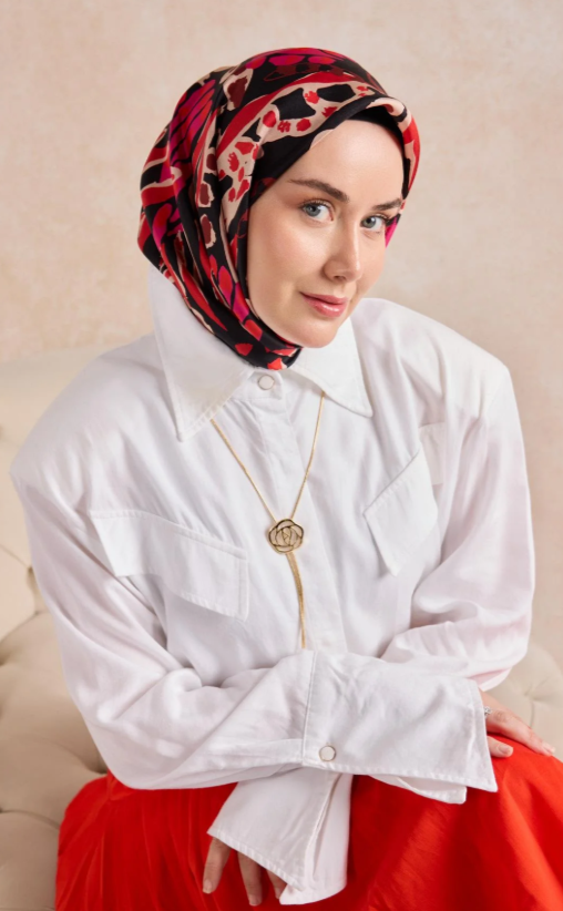 Silk Home Tivil Saf İpek IST 11531 - 17 Kırmızı Mercan Desen 