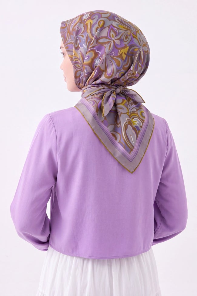 Silk Home Velora Eşarp Aura Floral Koyu Gri