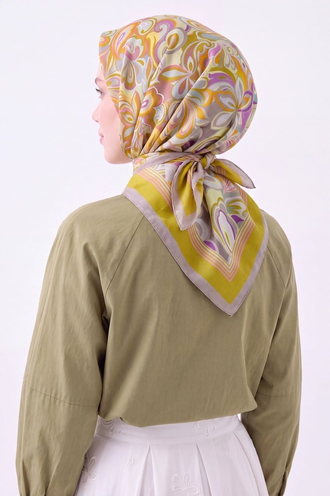 Silk Home Velora Eşarp Aura Floral Yağ Yeşili