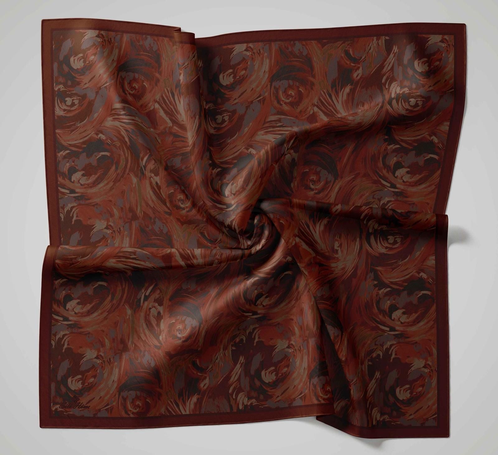 Silk Home Velora Eşarp IST 160005-21 Çikolata Kahve - Kiremit Soyut Desen