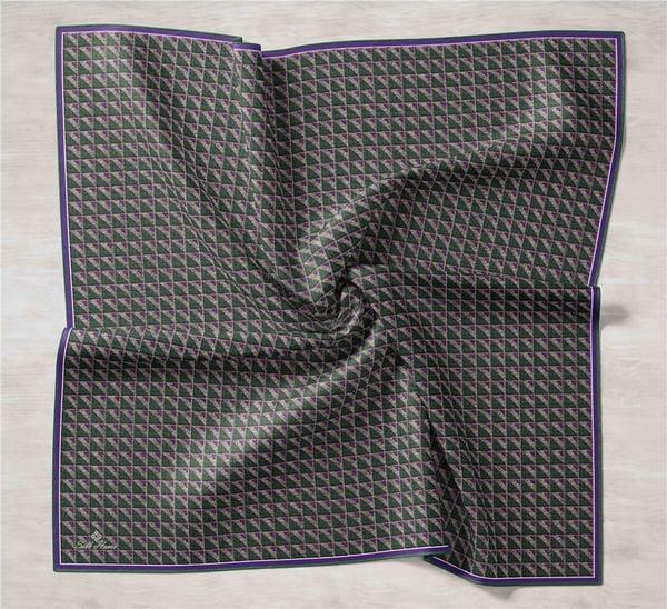 Silk Home Yeşil Mor Geometrik Desen Tivil İpek Eşarp 11423-47