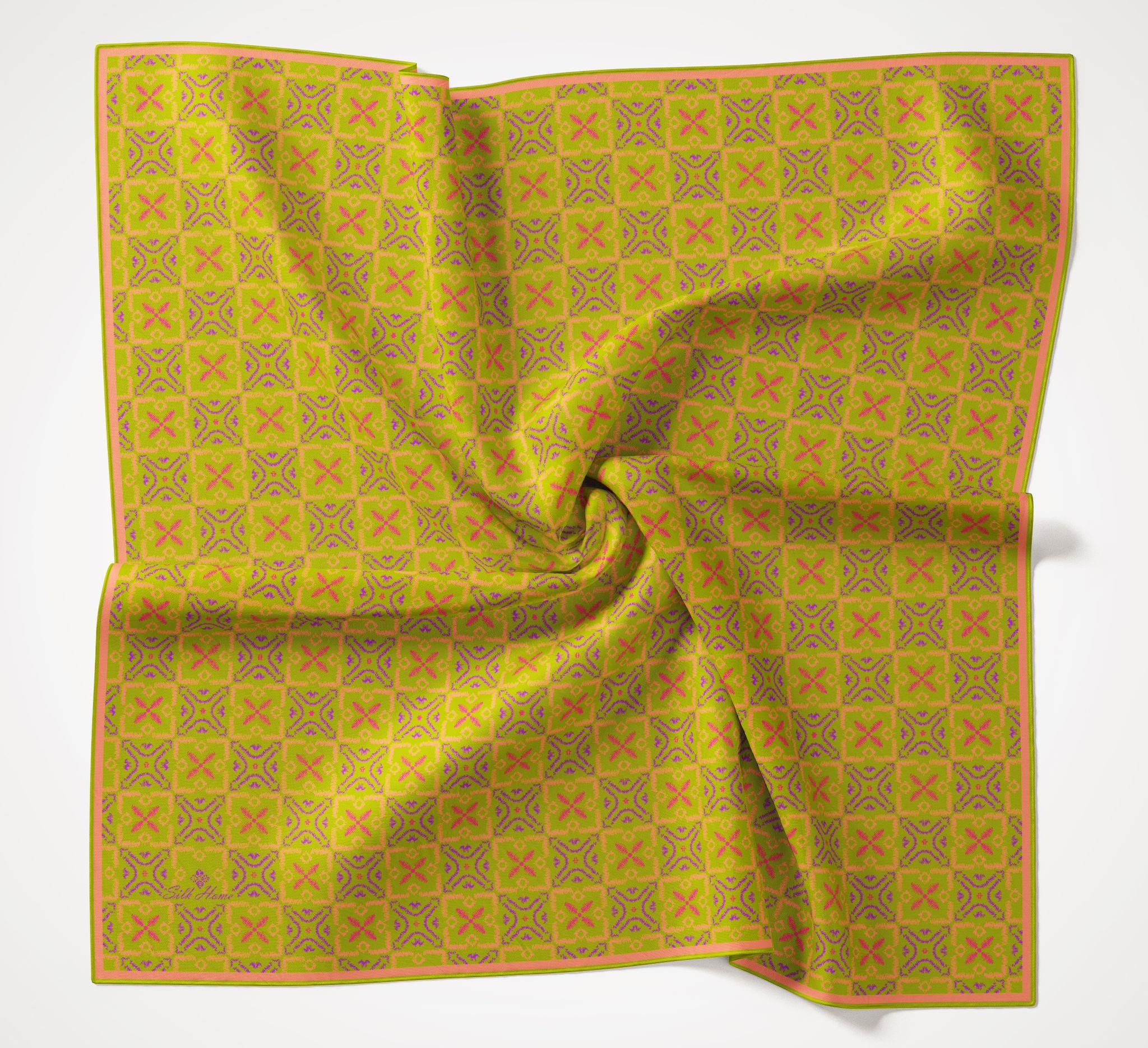 Silk Home Yeşil Pembe Karma Desen Soft Eşarp 34882